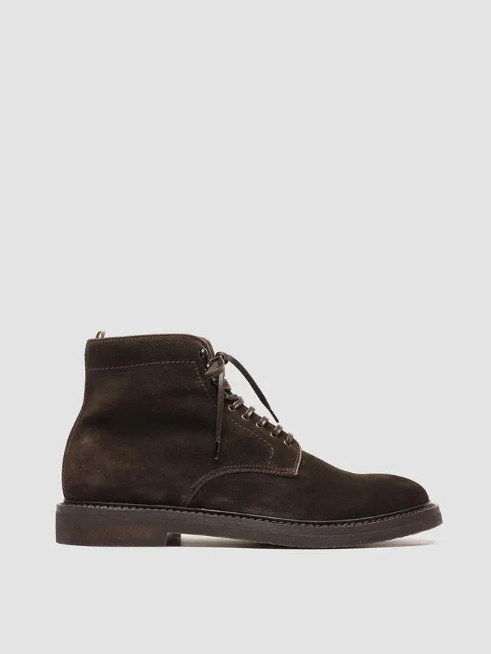 Men Officine Creative Footwear HOPKINS FLEXI 203 Brown Suede Laceup Boots