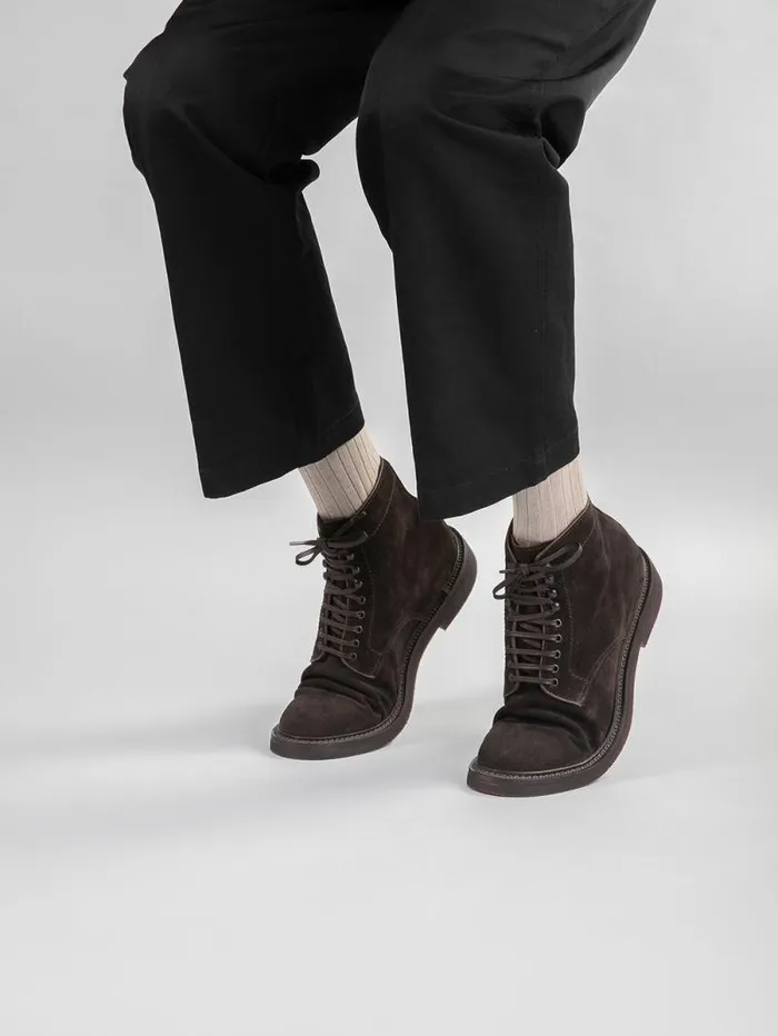 Men Officine Creative Footwear HOPKINS FLEXI 203 Brown Suede Laceup Boots Men Officine Creative Footwear HOPKINS FLEXI 203 Brown Suede Laceup Boots