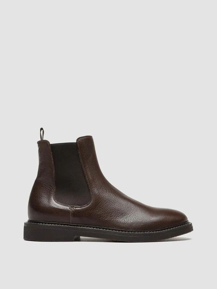 Men Officine Creative Footwear HOPKINS FLEXI 204 Brown Leather Chelsea Boots