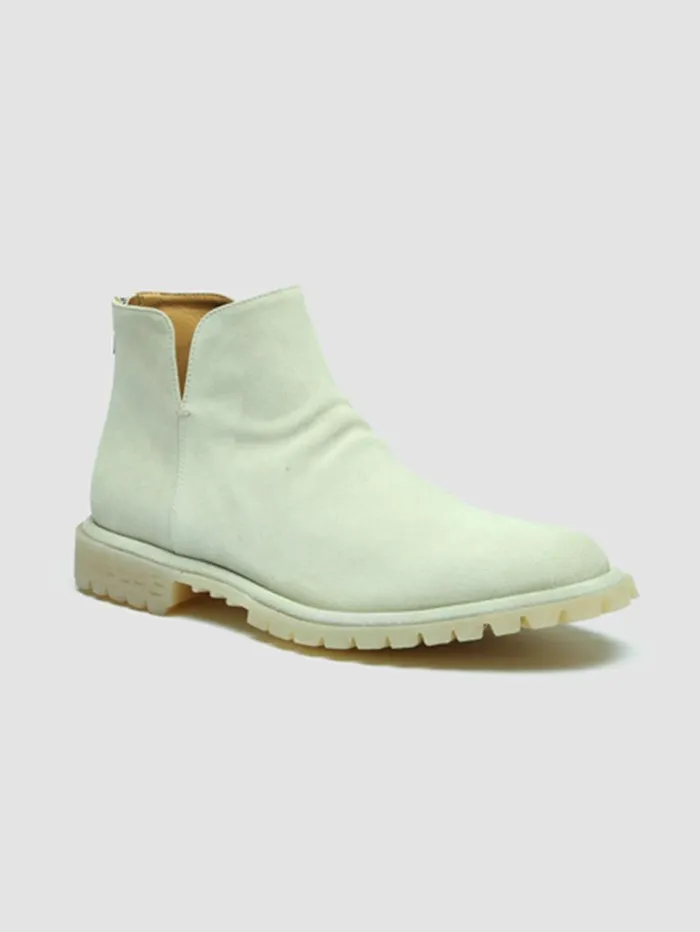 Men Officine Creative Footwear SPECTACULAR 003 White Suede Ankle Boots Men Officine Creative Footwear SPECTACULAR 003 White Suede Ankle Boots