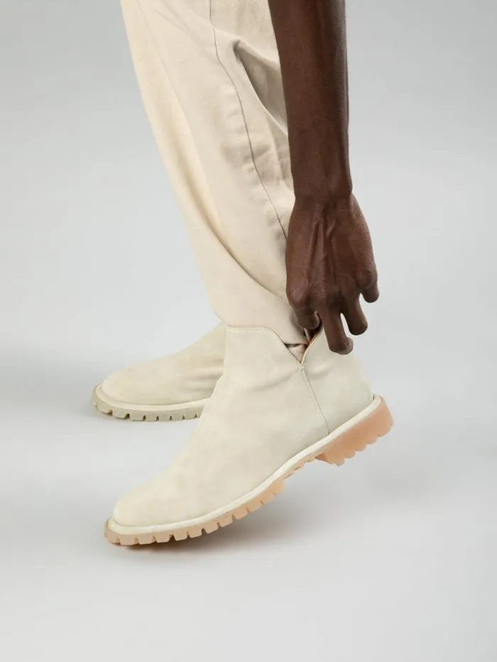 Men Officine Creative Footwear SPECTACULAR 003 White Suede Ankle Boots Men Officine Creative Footwear SPECTACULAR 003 White Suede Ankle Boots
