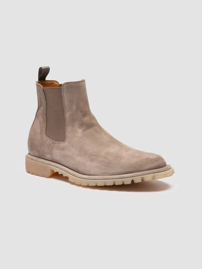 Men Officine Creative Footwear SPECTACULAR 014 Taupe Suede Chelsea Boots Men Officine Creative Footwear SPECTACULAR 014 Taupe Suede Chelsea Boots