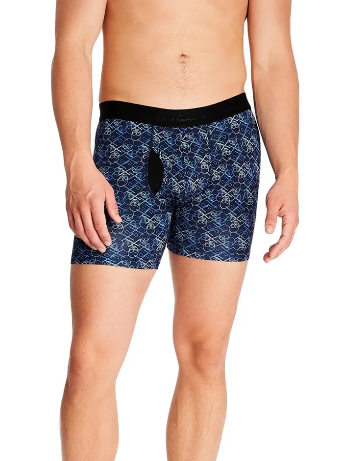 Men Pajamas and Underwear Robert Graham BLUE SKULL BOXER Blue
