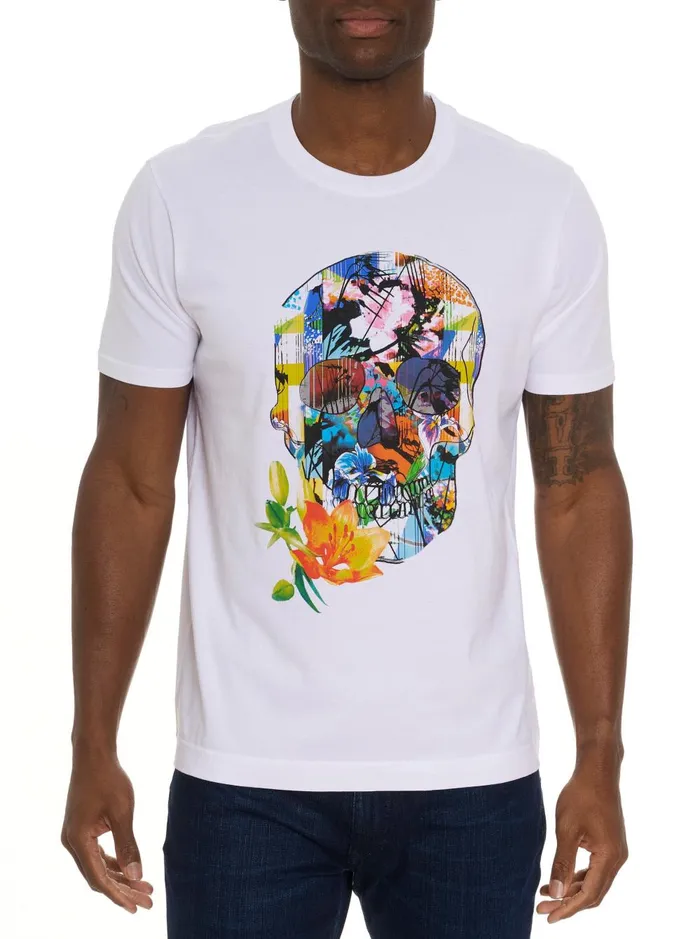 Men Polos and TShirts Robert Graham COLLAGE SKULL TSHIRT White
