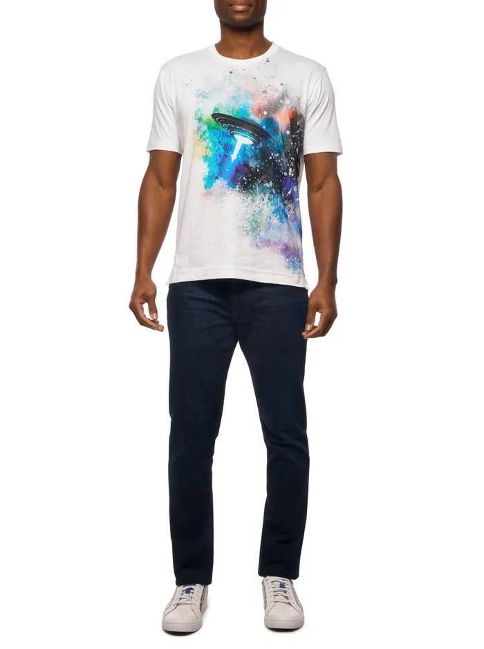 Men Polos and TShirts Robert Graham EXPLOSIVE UFO TSHIRT White