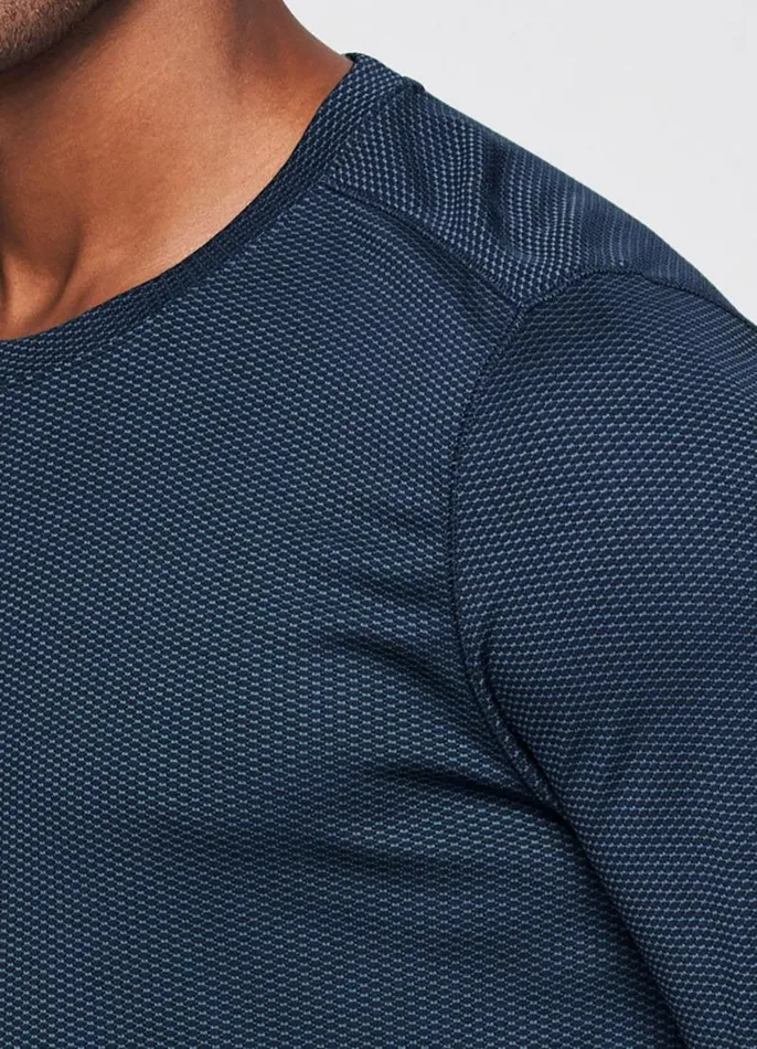 Men Prime Textured Long Sleeve Workout Tee Dark Teal RBX Active Long Sleeve