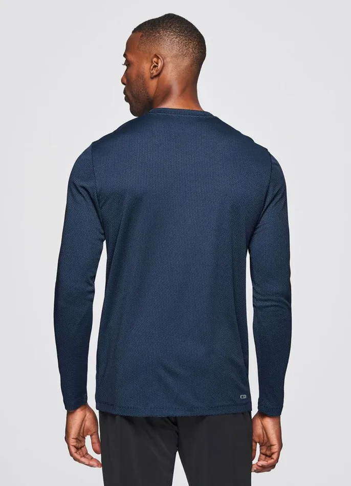 Men Prime Textured Long Sleeve Workout Tee Dark Teal RBX Active Long Sleeve