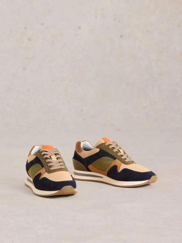 Men Retro Runner Green Multi White Stuff Trainers Men Retro Runner Green Multi White Stuff Trainers