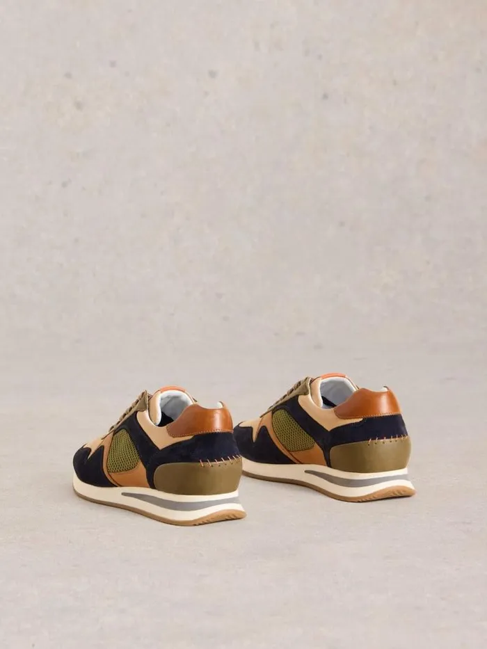 Men Retro Runner Green Multi White Stuff Trainers Men Retro Runner Green Multi White Stuff Trainers