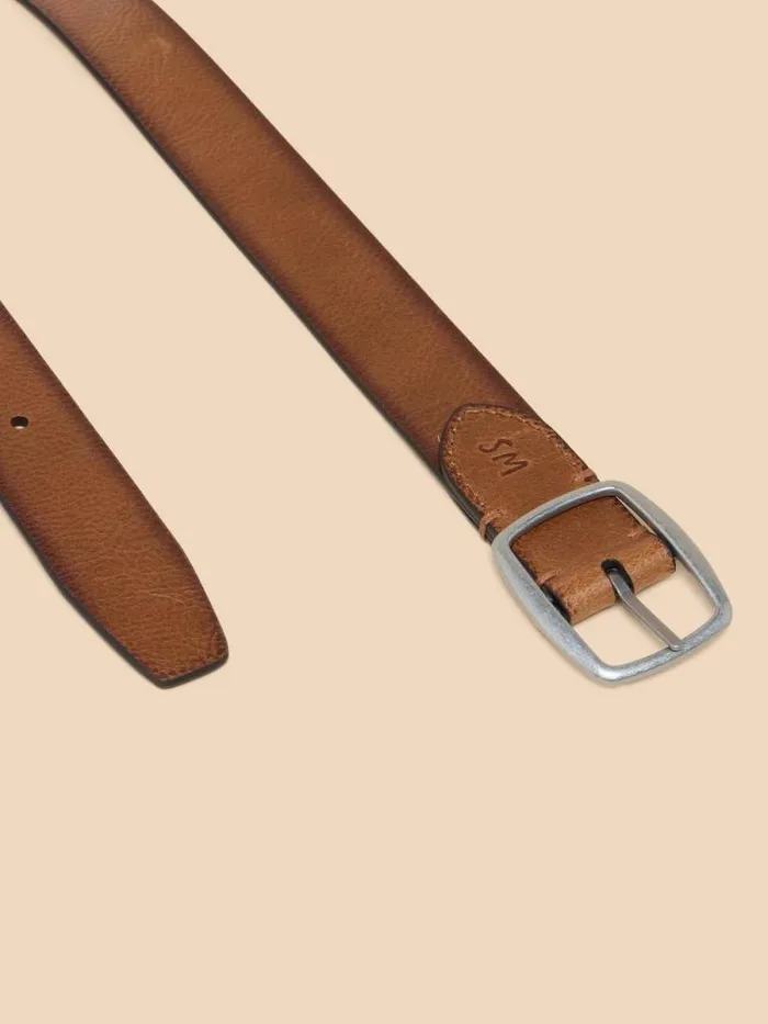 Men Reversible Leather Buckle Belt Navy Multi White Stuff Belts