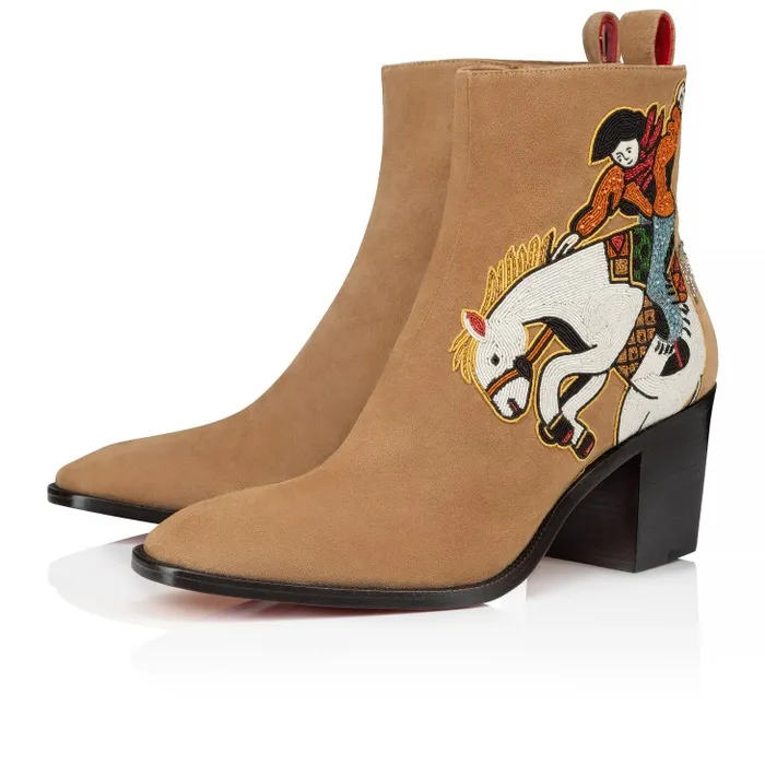 Men Rosalucky 70 Mm 8211 Boots 8211 Veau Velours Giddy Embroidered 8211 Lionne Christian Louboutin Boots Men Rosalucky 70 Mm 8211 Boots 8211 Veau Velours Giddy Embroidered 8211 Lionne Christian Louboutin Boots