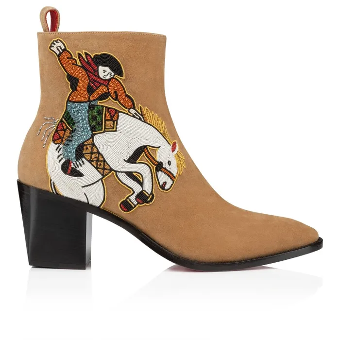 Men Rosalucky 70 Mm 8211 Boots 8211 Veau Velours Giddy Embroidered 8211 Lionne Christian Louboutin Boots