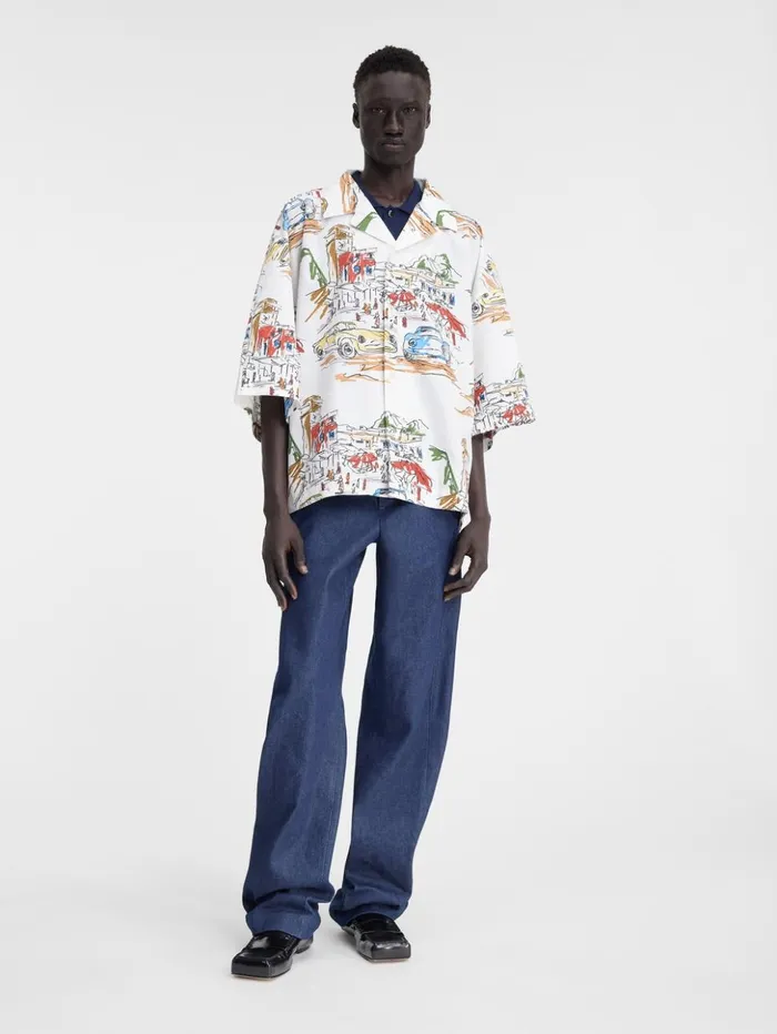 Men Shirts JACQUEMUS The Casaco Shirt Print Capri Cars White