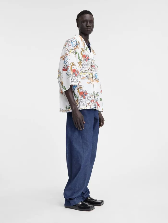 Men Shirts JACQUEMUS The Casaco Shirt Print Capri Cars White Men Shirts JACQUEMUS The Casaco Shirt Print Capri Cars White