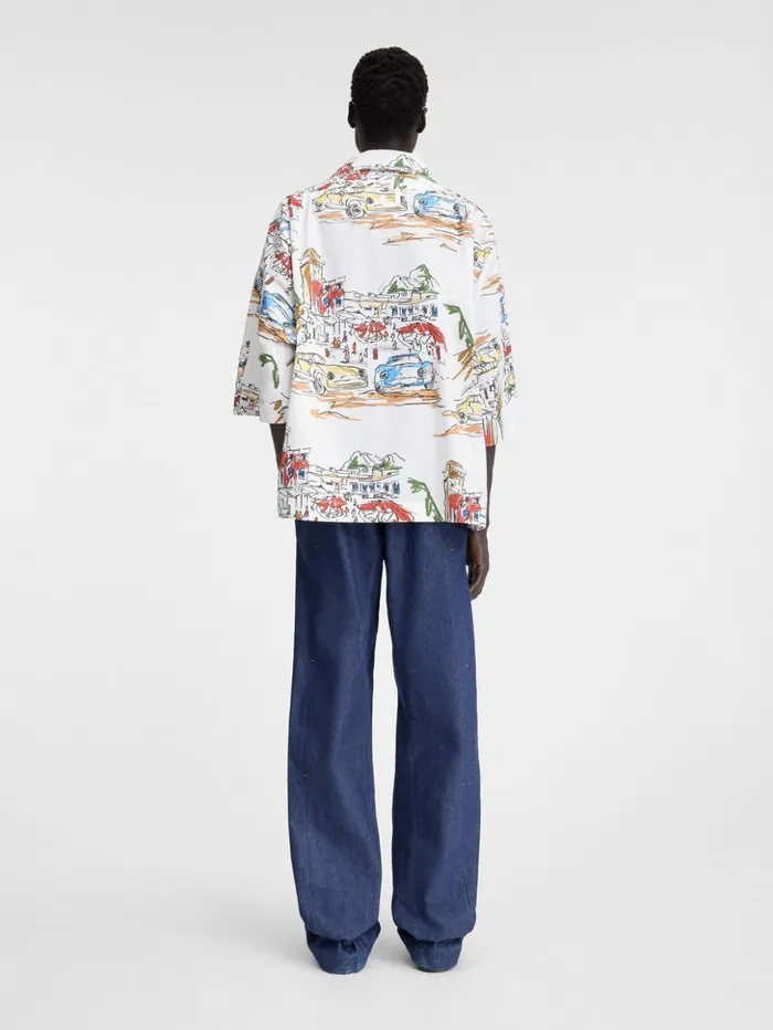 Men Shirts JACQUEMUS The Casaco Shirt Print Capri Cars White Men Shirts JACQUEMUS The Casaco Shirt Print Capri Cars White