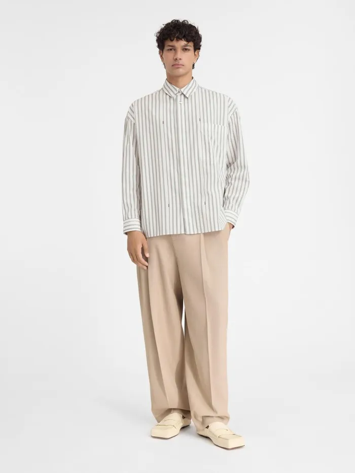 Men Shirts JACQUEMUS The Longsleeve Shirt Print Beige Strip