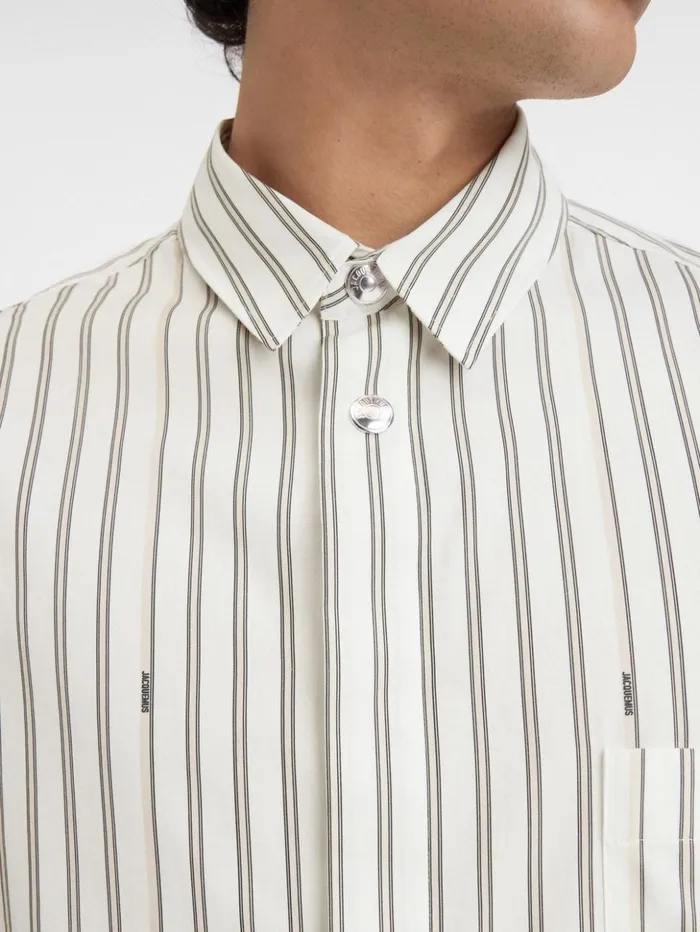 Men Shirts JACQUEMUS The Longsleeve Shirt Print Beige Strip Men Shirts JACQUEMUS The Longsleeve Shirt Print Beige Strip