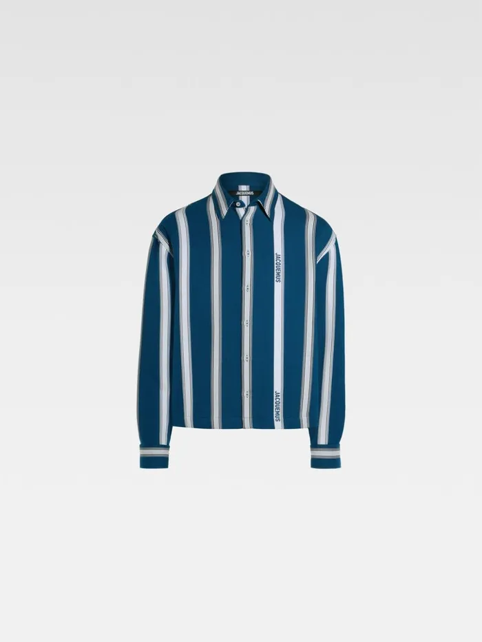 Men Shirts JACQUEMUS The Papier Shirt Jacquard Logo Stripes White Men Shirts JACQUEMUS The Papier Shirt Jacquard Logo Stripes White