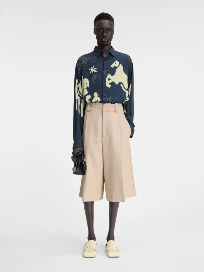Men Shirts JACQUEMUS The Simon Shirt Print Horse Scene Navy