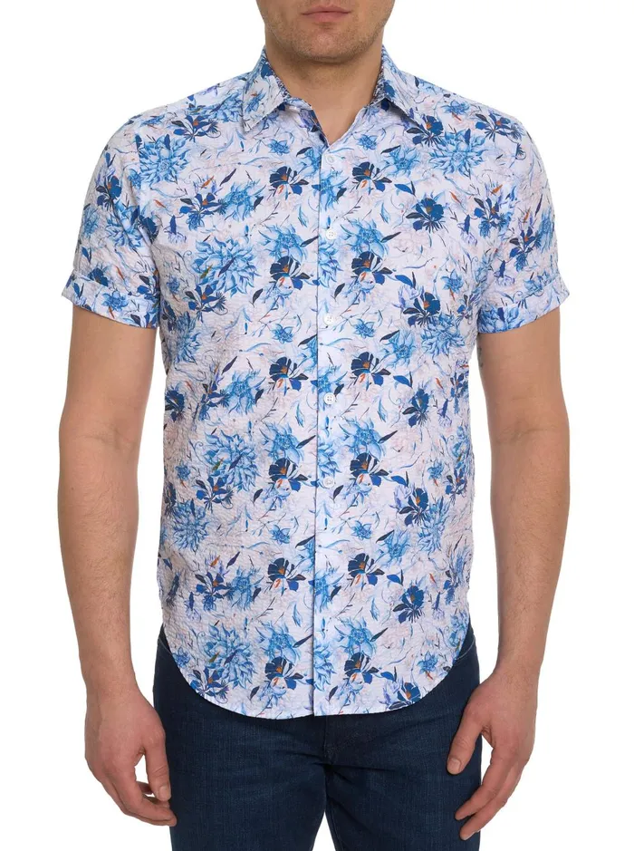 Men Short Sleeve Button Down Shirts Robert Graham LANDERS SHORT SLEEVE BUTTON DOWN SHIRT Blue Men Short Sleeve Button Down Shirts Robert Graham LANDERS SHORT SLEEVE BUTTON DOWN SHIRT Blue