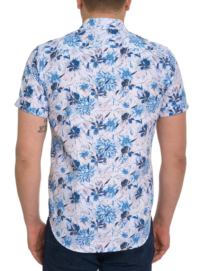 Men Short Sleeve Button Down Shirts Robert Graham LANDERS SHORT SLEEVE BUTTON DOWN SHIRT Blue