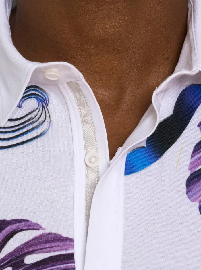 Men Short Sleeve Button Down Shirts Robert Graham ODESSY SHORT SLEEVE KNIT SHIRT White