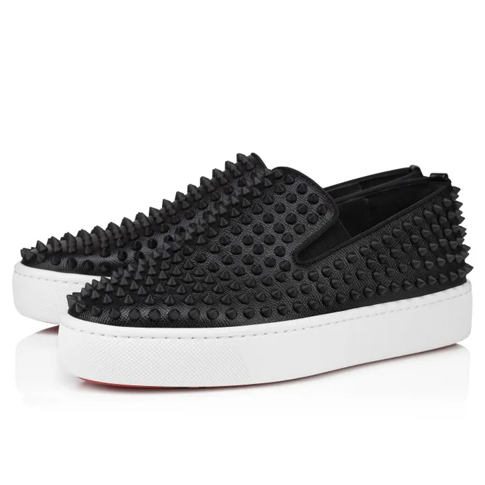 Men Spikeboat Slipon Sneakers 8211 Calf Leather And Spikes 8211 Black Christian Louboutin Sneakers