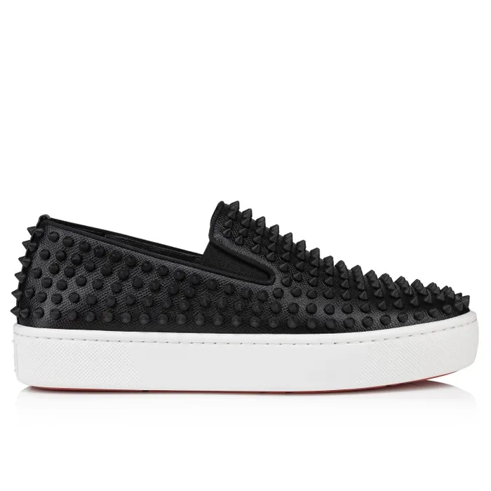 Men Spikeboat Slipon Sneakers 8211 Calf Leather And Spikes 8211 Black Christian Louboutin Sneakers