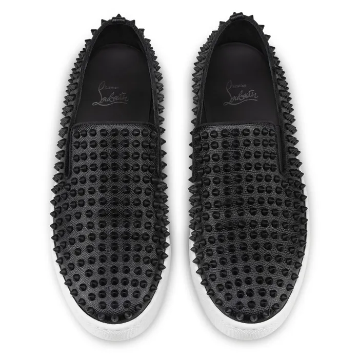 Men Spikeboat Slipon Sneakers 8211 Calf Leather And Spikes 8211 Black Christian Louboutin Sneakers