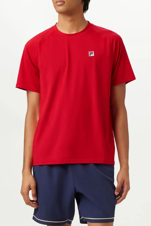 Men Tennis Fila Short Sleeve Crewneck 622 Fila Red Men Tennis Fila Short Sleeve Crewneck 622 Fila Red