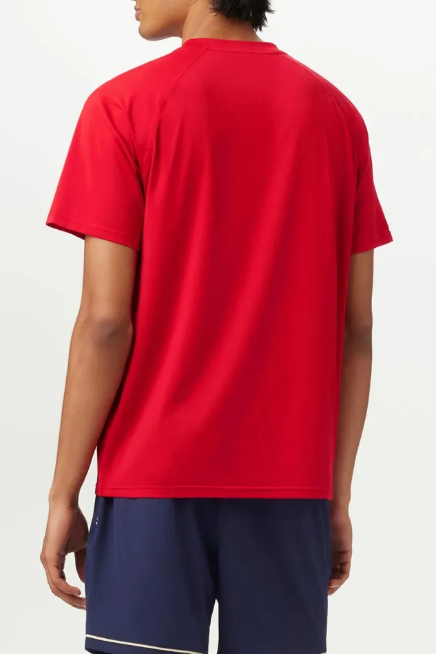 Men Tennis Fila Short Sleeve Crewneck 622 Fila Red Men Tennis Fila Short Sleeve Crewneck 622 Fila Red