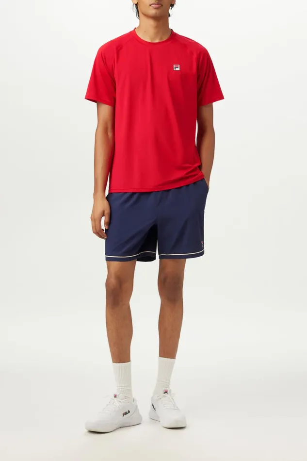 Men Tennis Fila Short Sleeve Crewneck 622 Fila Red Men Tennis Fila Short Sleeve Crewneck 622 Fila Red