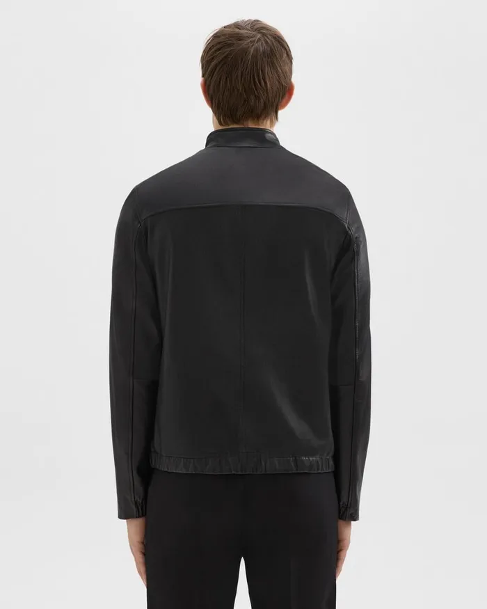 Men Theory Blazers Jackets Morvek Zip Jacket In Leather Black