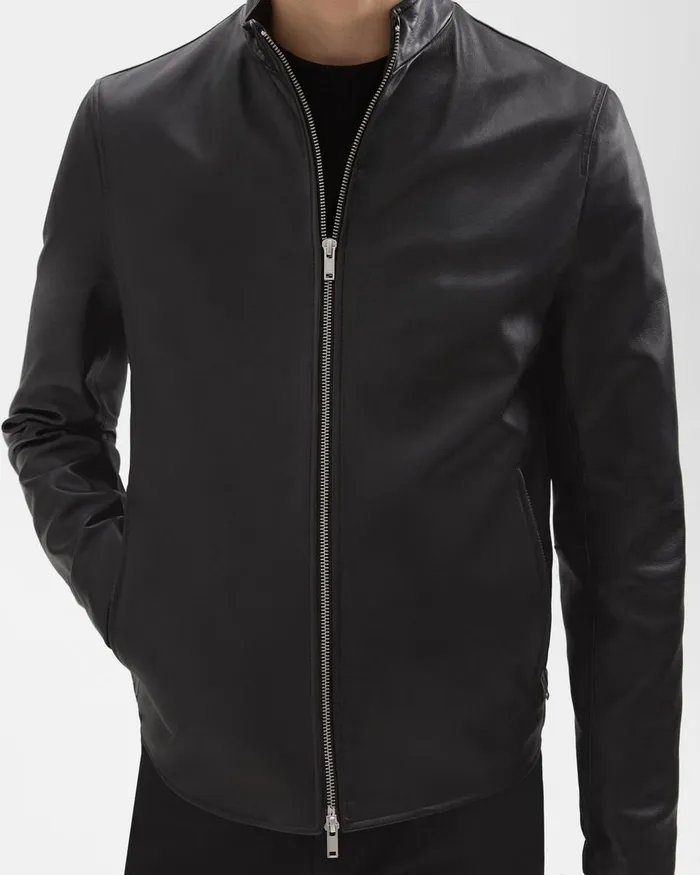 Men Theory Blazers Jackets Morvek Zip Jacket In Leather Black