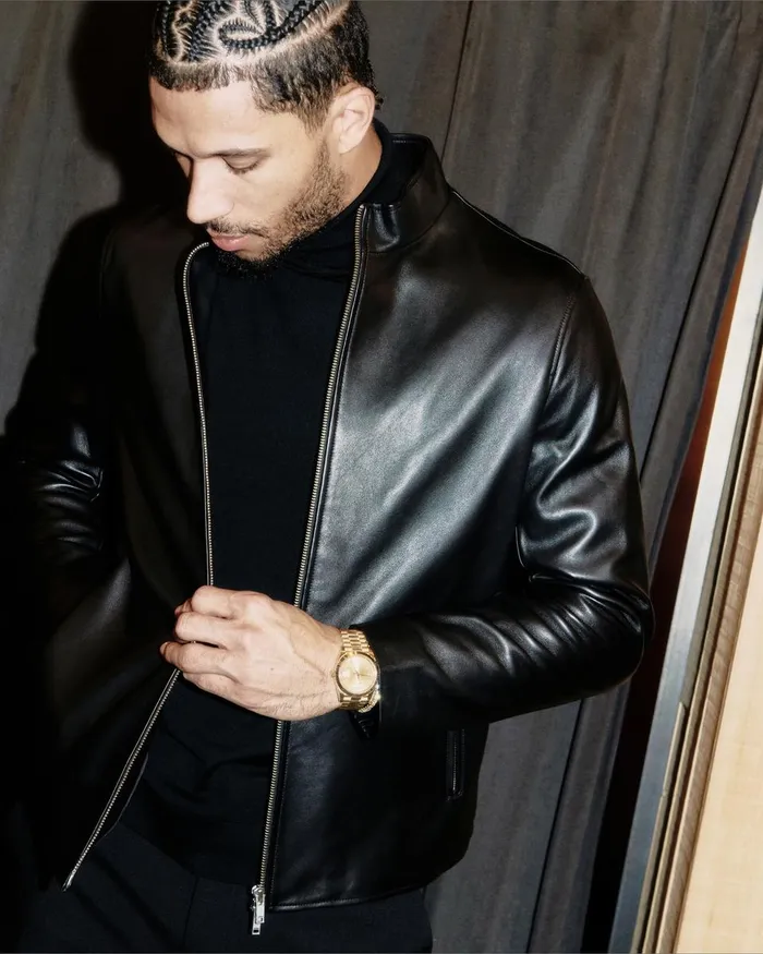 Men Theory Blazers Jackets Morvek Zip Jacket In Leather Black