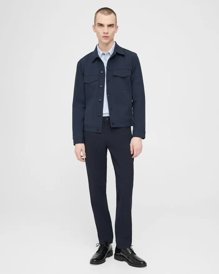 Men Theory Blazers Jackets River Trucker Jacket In Neoteric Twill Baltic