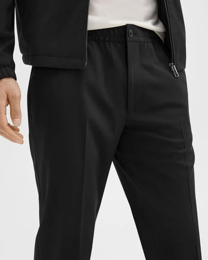 Men Theory Pants Larin Drawstring Pant In Stretch Wool Black