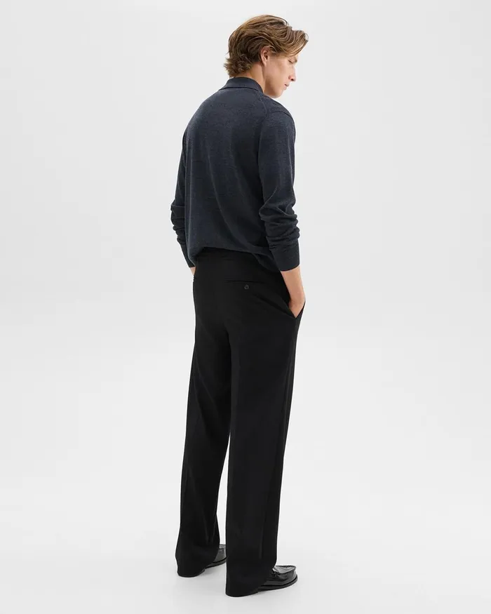 Men Theory Pants WideLeg Drawstring Pant In Stretch Flannel Black
