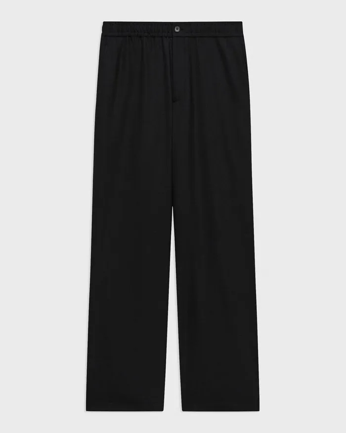 Men Theory Pants WideLeg Drawstring Pant In Stretch Flannel Black
