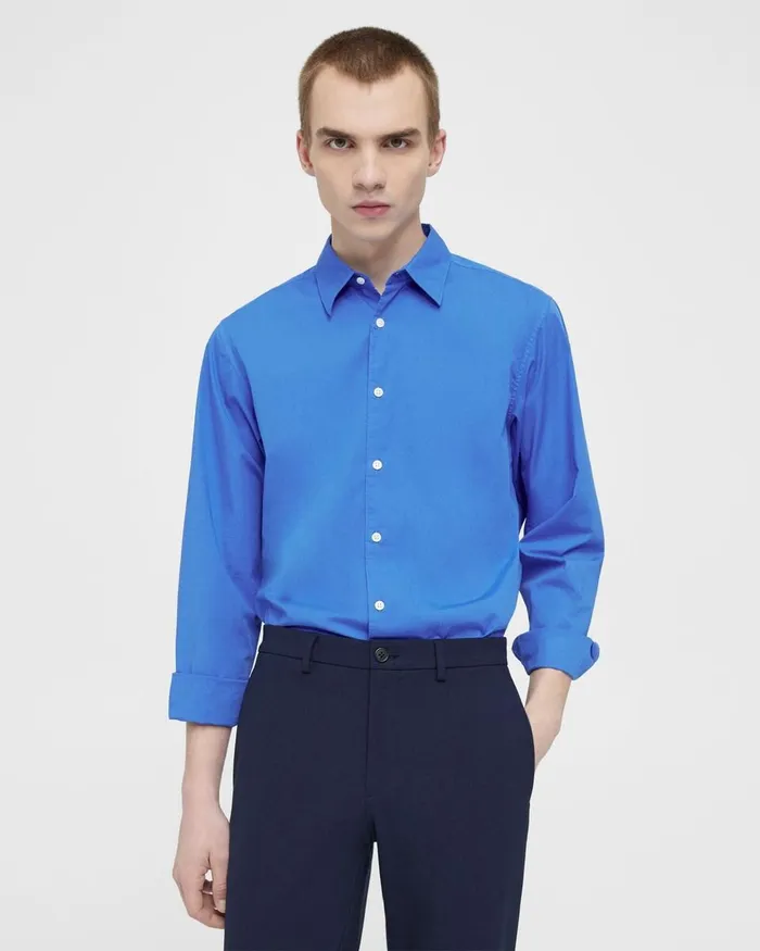 Men Theory Shirts Irving Shirt In Cotton Palace Blue