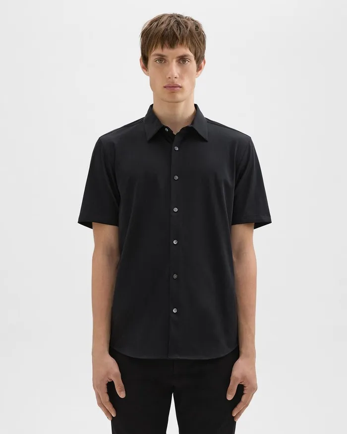 Men Theory Shirts Irving ShortSleeve Shirt In Structure Knit Black