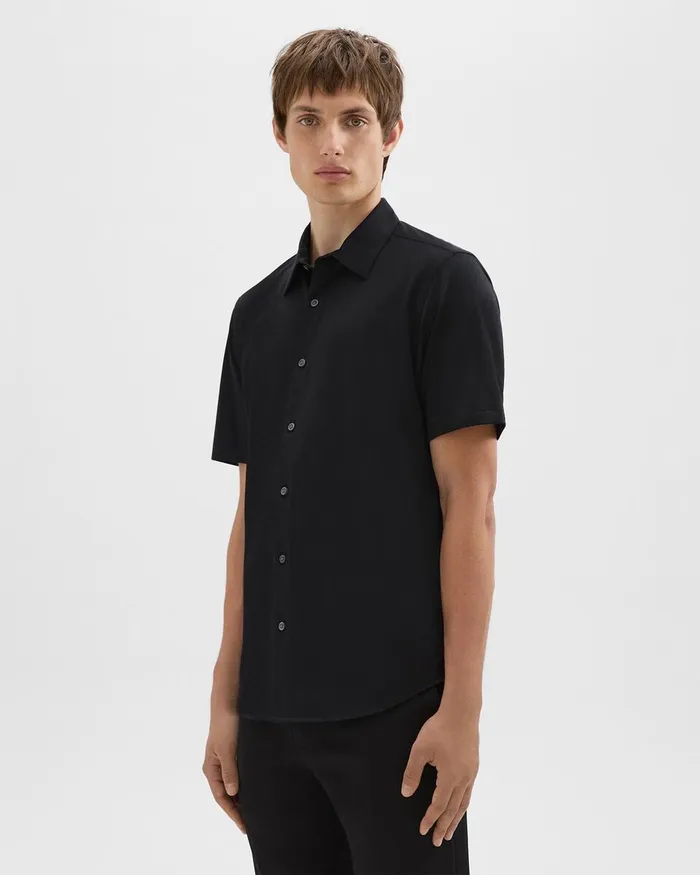Men Theory Shirts Irving ShortSleeve Shirt In Structure Knit Black