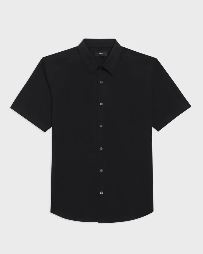 Men Theory Shirts Irving ShortSleeve Shirt In Structure Knit Black