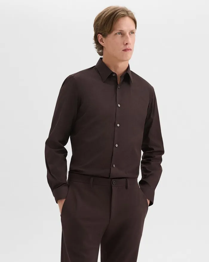Men Theory Shirts Sylvain Shirt In Good Cotton Hickory