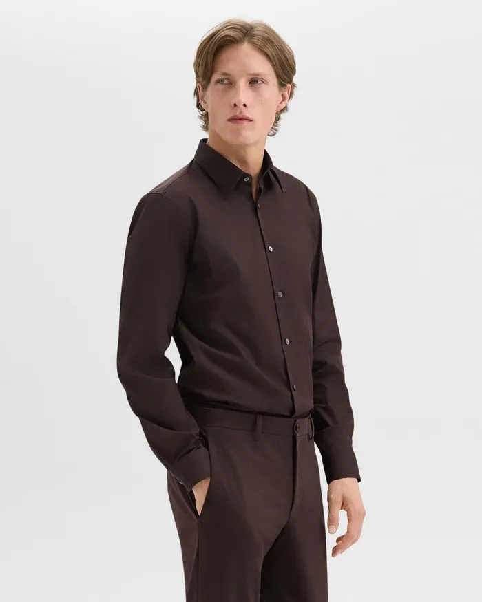 Men Theory Shirts Sylvain Shirt In Good Cotton Hickory