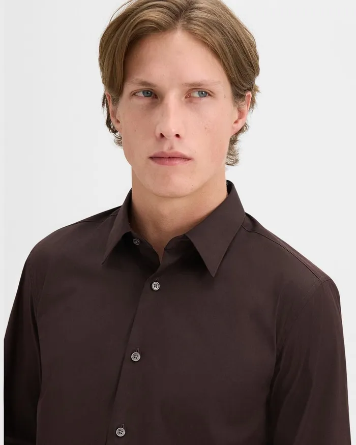 Men Theory Shirts Sylvain Shirt In Good Cotton Hickory