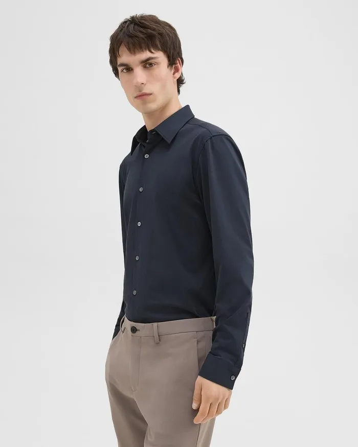 Men Theory Shirts Sylvain Shirt In Structure Knit Eclipse