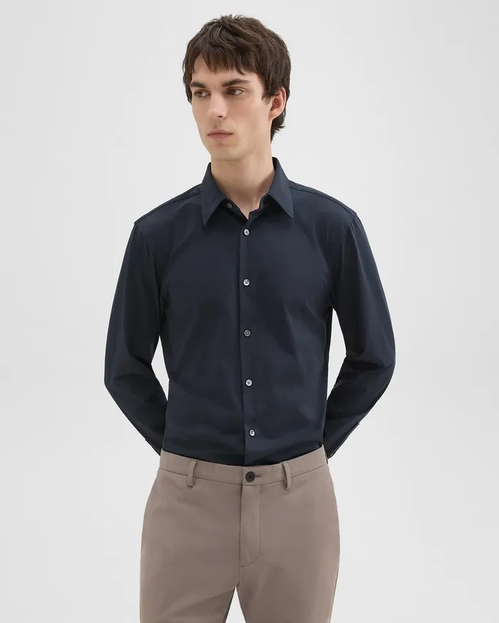Men Theory Shirts Sylvain Shirt In Structure Knit Eclipse