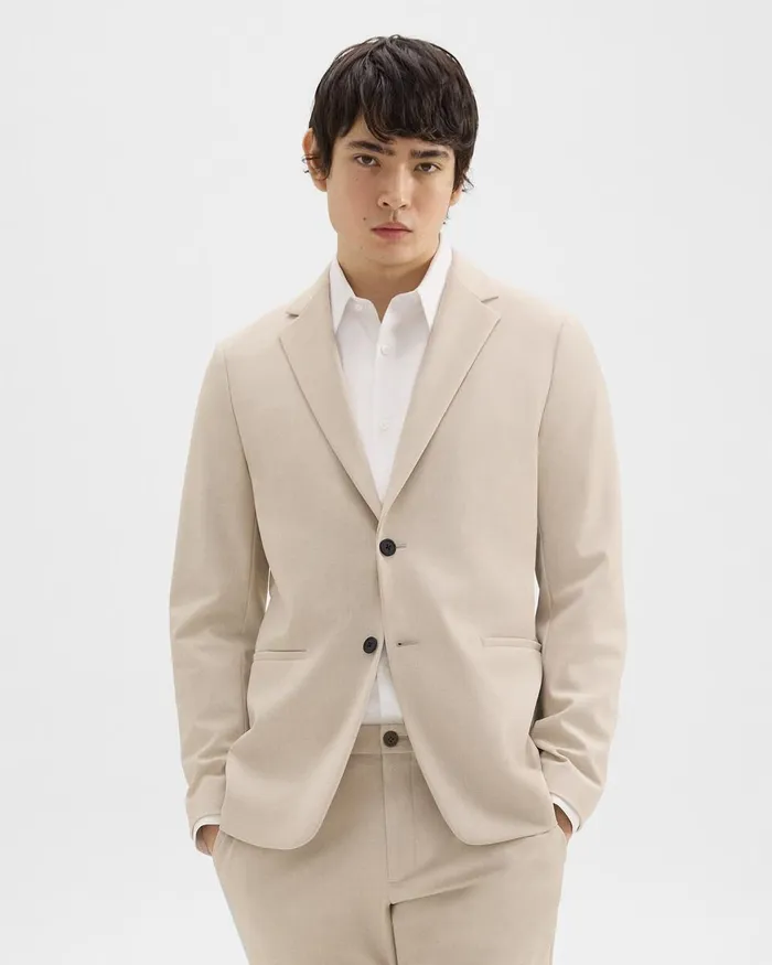 Men Theory Suits Clinton Blazer In Printed Precision Ponte Sand Multi