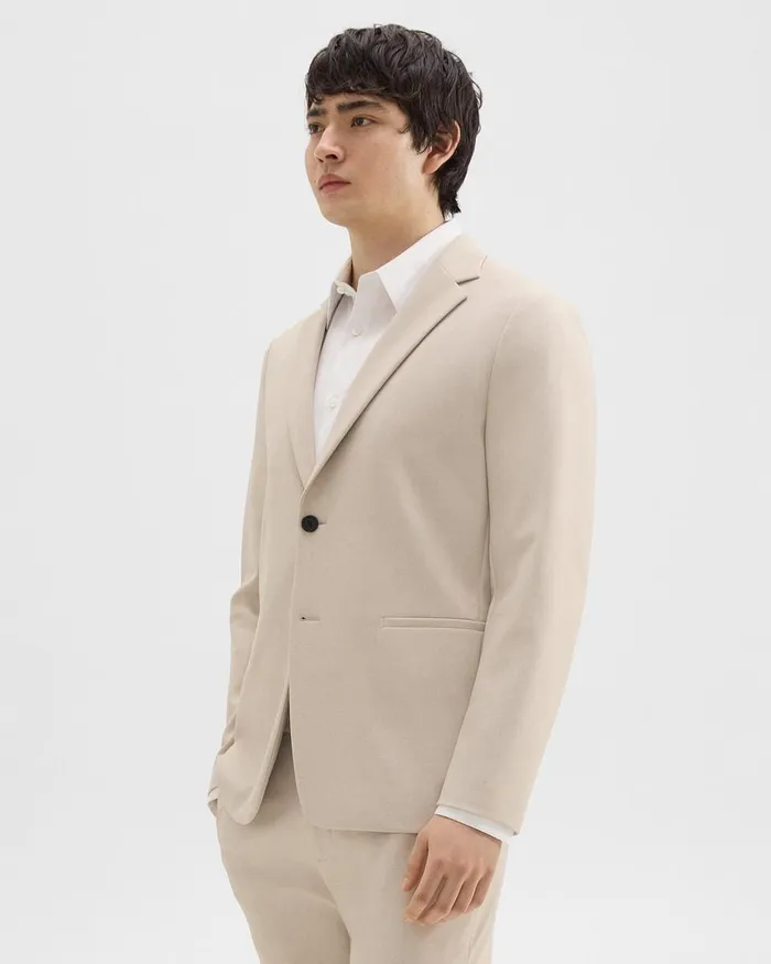 Men Theory Suits Clinton Blazer In Printed Precision Ponte Sand Multi